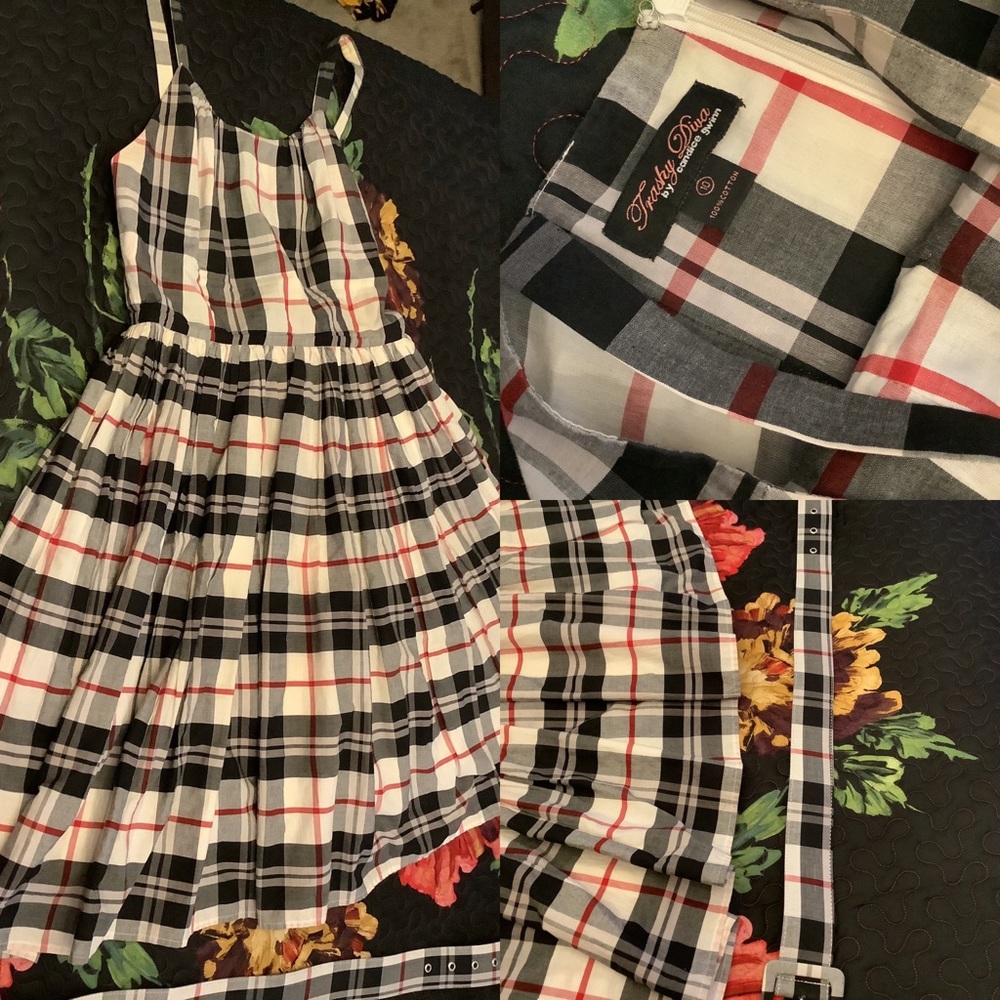 Trashy Diva white plaid Annette dress size 10 - Picture 1 of 8